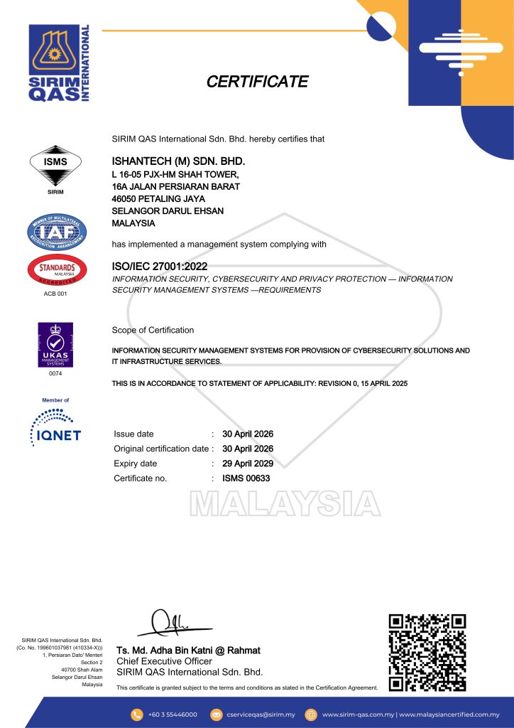 IshanTech ISO/IEC 27001:2022 Certification